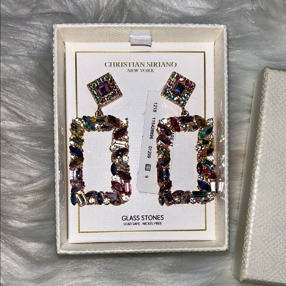 NWT NIB Christian Siriano Multicolor Pastel Gemstone Crystal Earrings
